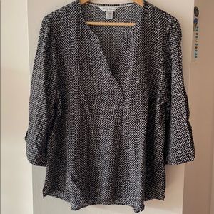 Tommy Bahama Patterned Black and White Blouse